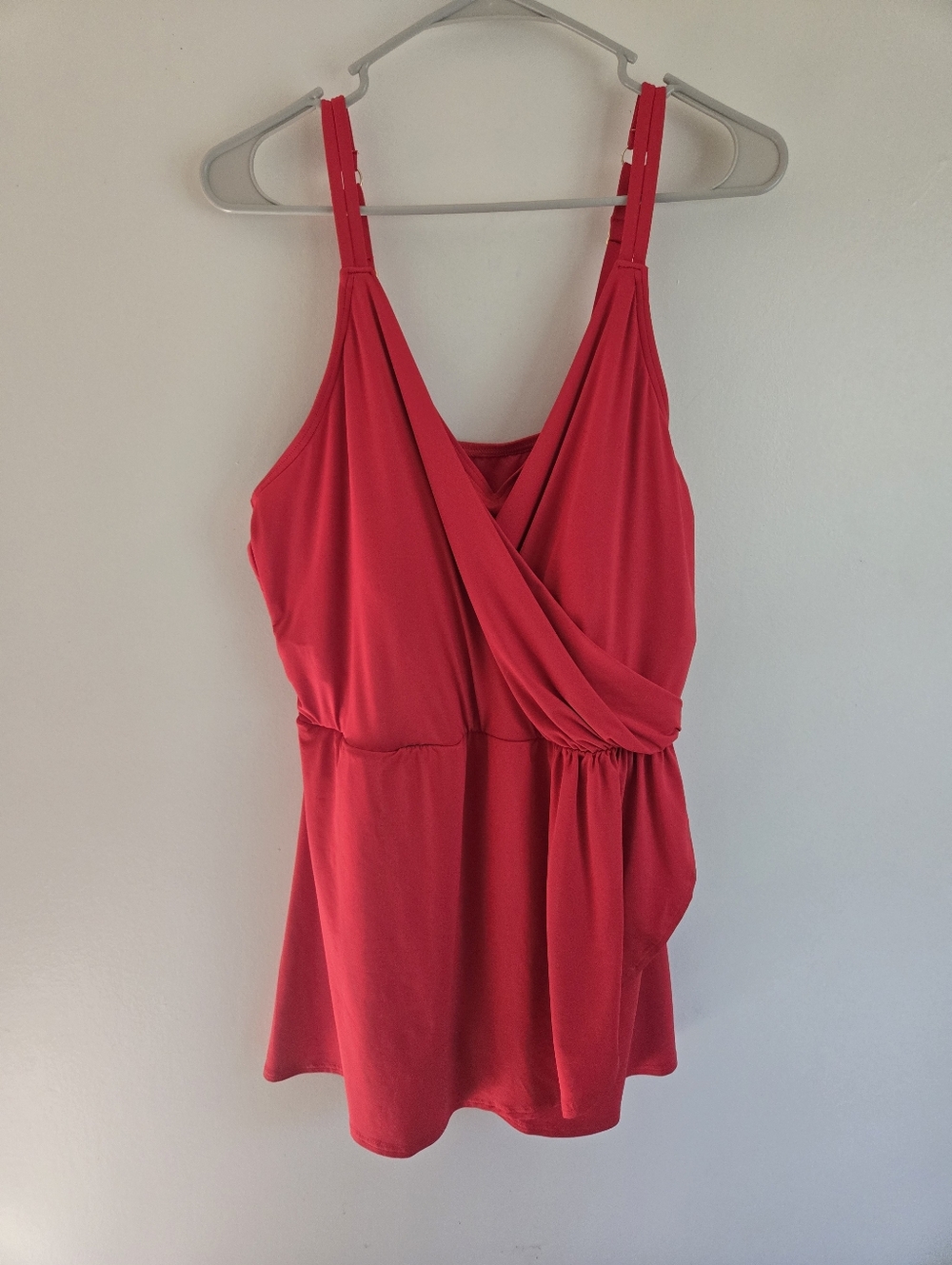 Lands End V-Neck Tulip Wrap Swim Dress One Piece Swimsuit